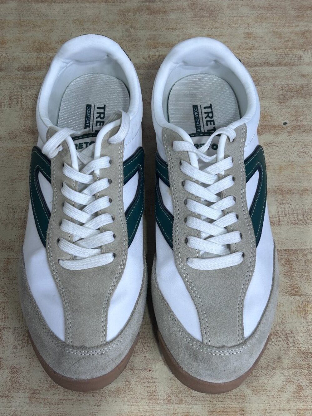 Tretorn Kristine White Green Suede Retro Sneakers Sz 7M